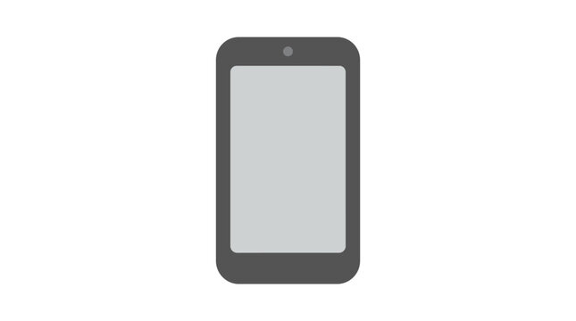 A black smartphone with a white screen on a plain white background, simple flat lay composition.
