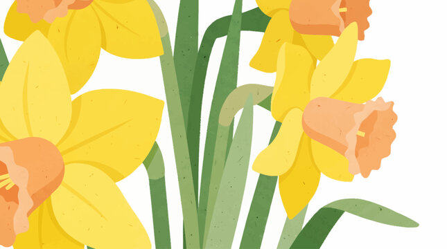 Vibrant yellow and orange daffodils blooming.