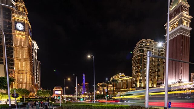 amazing macau casino skyline with replica of london big ben
