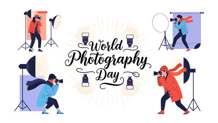 Fototapeta premium World Photography Day Celebration: A vibrant graphic illustration depicting the essence of World Photography Day.
