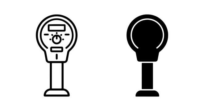 Parking Meter Icons, Street Parking Meter Vector, Urban Meter Symbol, City Payment Machine