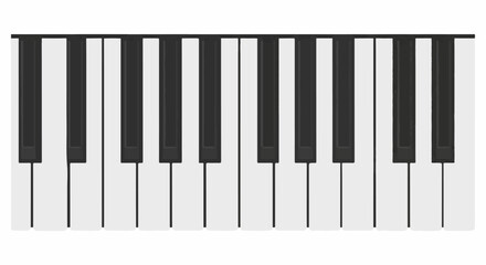 Fototapeta premium A close-up, top-down view of black and white piano keys, rendered in a flat, graphic style