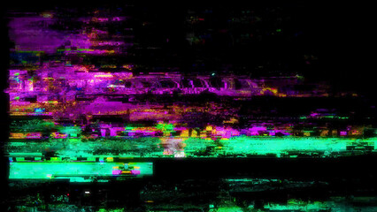 Blue digital glitch overlay texture with horizontal scan lines, RGB signal distortion and noisy screen interference for cyberpunk background, video effect, music artwork, poster design or futuristic © The Stock King