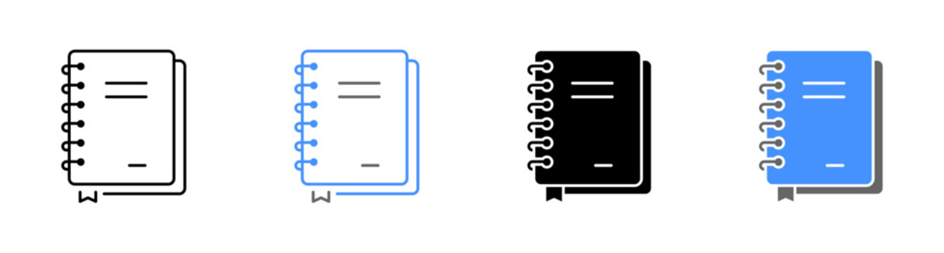 Notepad Agenda Writing Sketchbook Icon Pack Vector Illustration