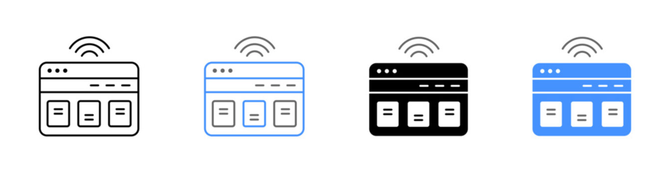 Online Platform Wireframe Internet Interface and Website Browser Icon Pack Vector Illustration