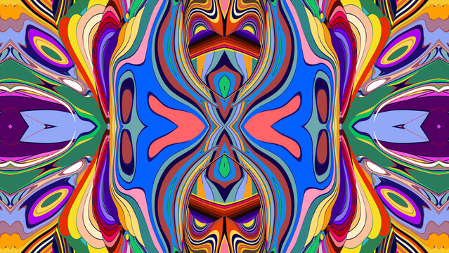 Colorful abstract psychedelic pattern with vibrant symmetrical design
