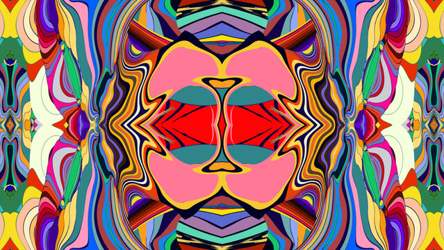 Colorful abstract symmetrical pattern with vibrant geometric shapes