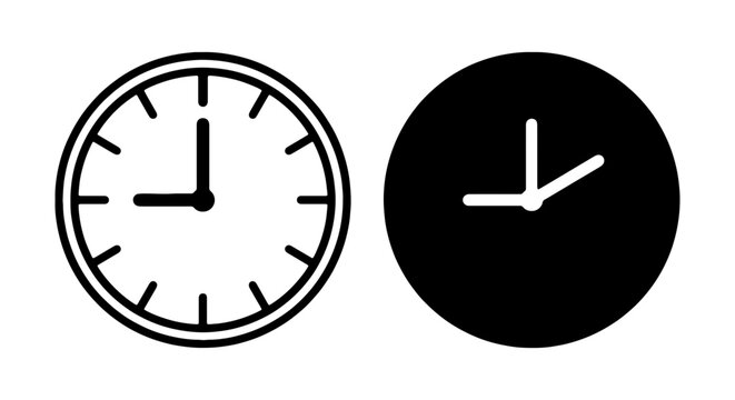 Clock Icons, Time Symbols, Round Watch Faces, Minimalist Timekeeping Graphics