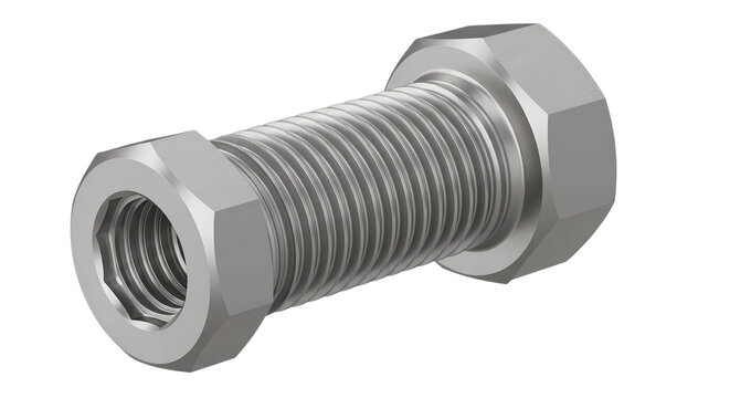 Industrial Grade Stainless Steel Threaded Rod with Hexagonal Nuts for Mechanical Fastening and Tension Adjustment