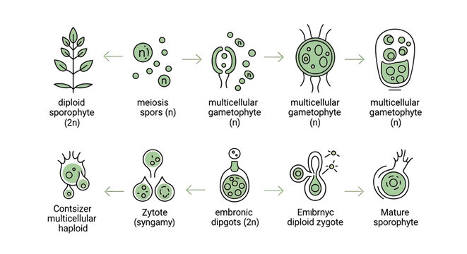 Diagram of the plant life cycle showing alternation of generations