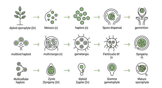 Diagram of the plant life cycle showing alternation of generations