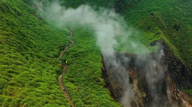 Aerial view of Yangmingshan national park in Taiwan