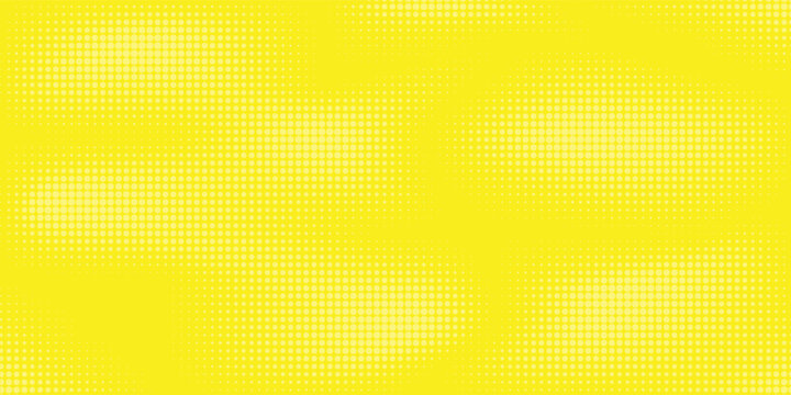 Pop art lemon yellow background with halftone patterns in comic book style, vector illustration