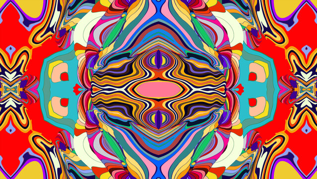 Colorful abstract psychedelic pattern with vibrant swirling shapes