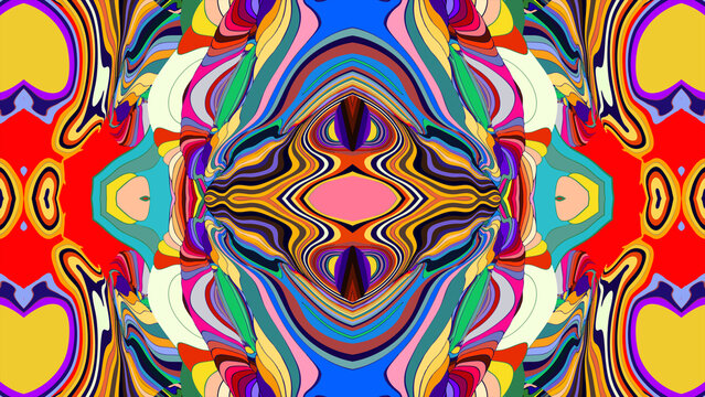 Colorful abstract psychedelic pattern with vibrant swirling shapes