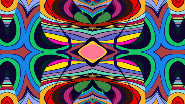 Colorful abstract geometric pattern with vibrant symmetrical design
