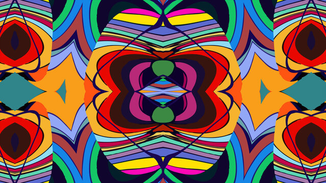Colorful abstract geometric pattern with vibrant symmetrical design