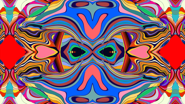 Vibrant abstract kaleidoscope pattern with colorful geometric shapes