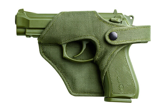 Green Tactical Handgun in Holster Design
