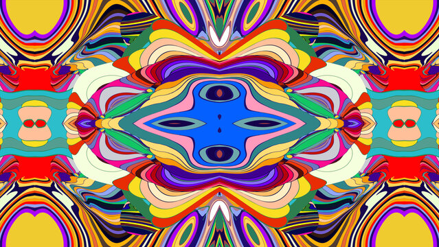 Colorful abstract psychedelic pattern with vibrant symmetrical design
