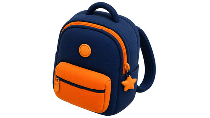 Naklejka premium 3D School Bag Blue Orange Star Back to School Render 
