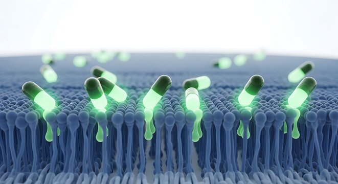 Glowing Molecules Interacting with Cell Membrane Receptors: Scientific Visualization of Drug Delivery or Cellular Signaling