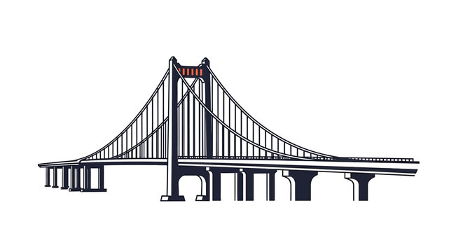 Suspension bridge highway vector illustration clipart design isolated on white background