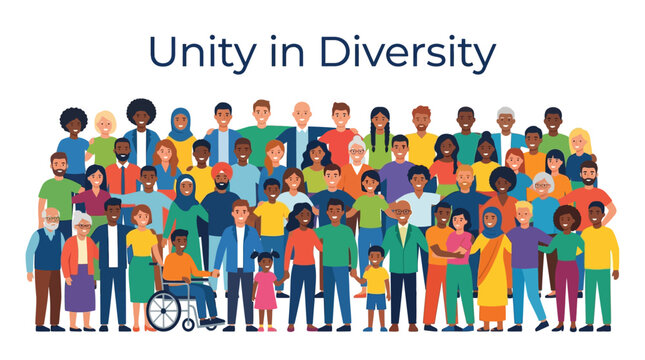 A diverse group of people from various cultures and abilities stand together in unity outdoors in a celebration of lifestyle and social issues.