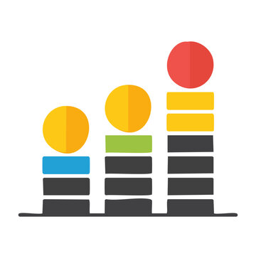 Flat design bar chart with colorful segments