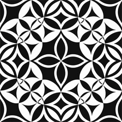 Fototapeta premium Decorative flower wallpaper with bold retro abstract geometric composition layout