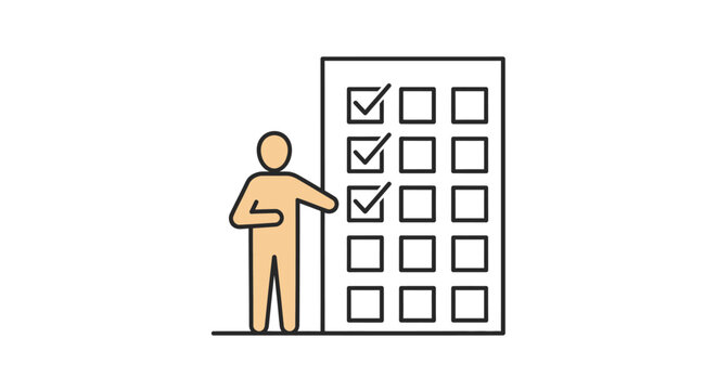 Person's Hand Checking Boxes on a Large Checklist with Completed Tasks on a White Background