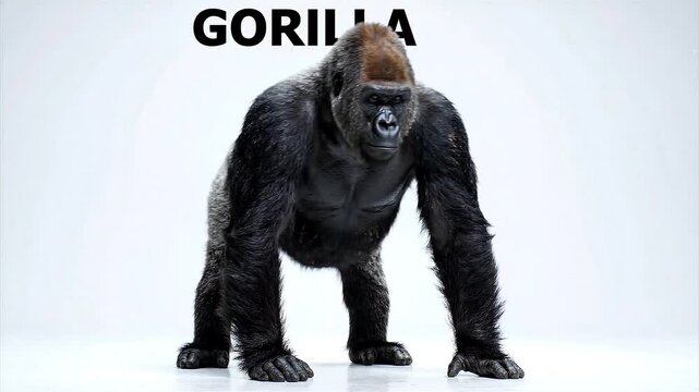 Majestic silverback gorilla standing proudly in studio powerful primate displaying strength and dominance close up wildlife footage with clean background