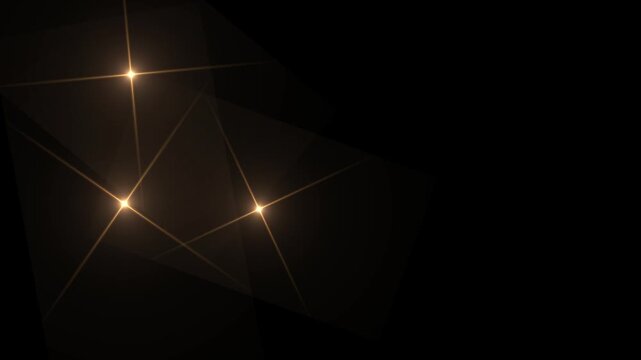 Abstract Lens Flare Transition with Elegant Golden Light Streaks and Rotating, Sparkling Light Burst, Premium Cinematic Overlay Graphic Elements, Sparkling stars, glowing twinkling glitter star. 4K