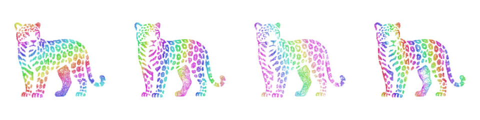Multicolor sketch leopard icon design set © David Zydd