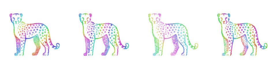 Multicolored sketch cheetah icon design set © David Zydd