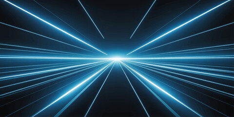 An abstract blue background featuring a bright glowing energy burst with radiating light rays and sparkling motion patterns that create a dynamic space design © MDKAWSAR