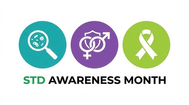 Vector illustration for STD awareness month in April regarding sexual health and prevention.