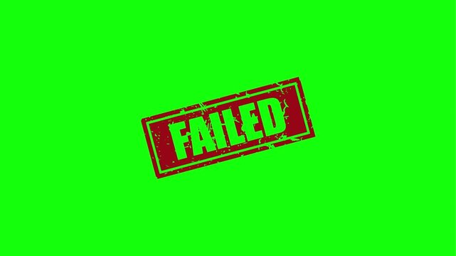 Animated failed rubber stamp effect with grunge texture on a green screen background overlay