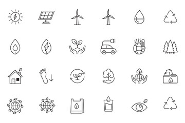 Fototapeta premium Set of environmental and renewable energy icons lightning