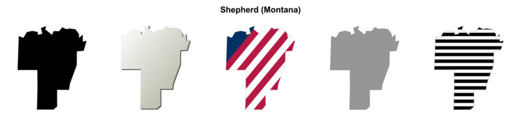 Fototapeta premium Shepherd (Montana) blank outline map set