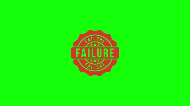 Animated failure stamp seal on a green screen background for professional video production use.