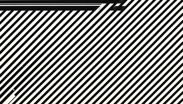 Black and white angled stripes create a dynamic, modern design with a textured feel. Geometric patterns and a sharp contrast give it depth