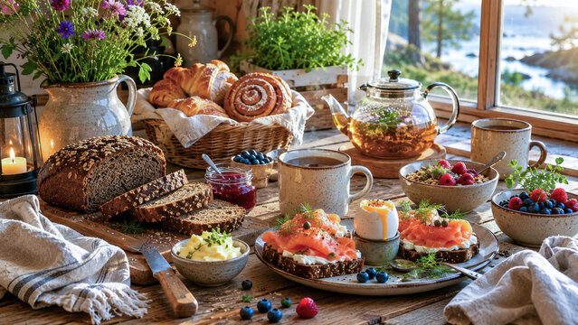 Window breakfast with nature