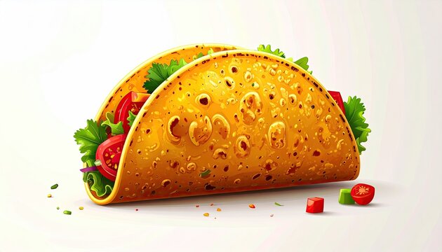 Vibrant single soft taco, filled with fresh vegetables, on white