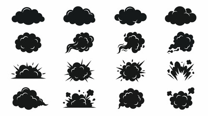 Obraz premium Collection of Comic Style Smoke Puffs and Explosion Silhouettes