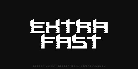 ExtraFast Font,Bold sport font with futuristic glitch cuts, perfect for racing, branding, and dynamic typography, Uppercase typeface .vector design © pararel terror