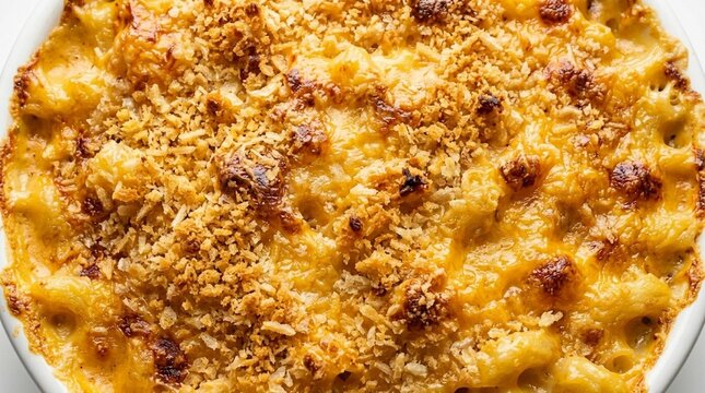 Mac and Cheese Baked Gratin&eacute;e &ndash; Creamy American Pasta Cheese Crust Comfort Food Stock Image