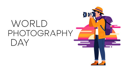 World Photography Day Celebration: A person with a backpack and camera captures a scenic view on World Photography Day, embodying creativity and the joy of capturing moments. © Md