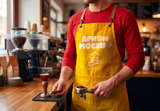 Barista Coffee Shop Apron Mockup