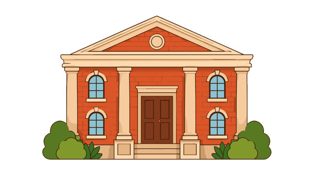 Classical brick building with columns vector illustration